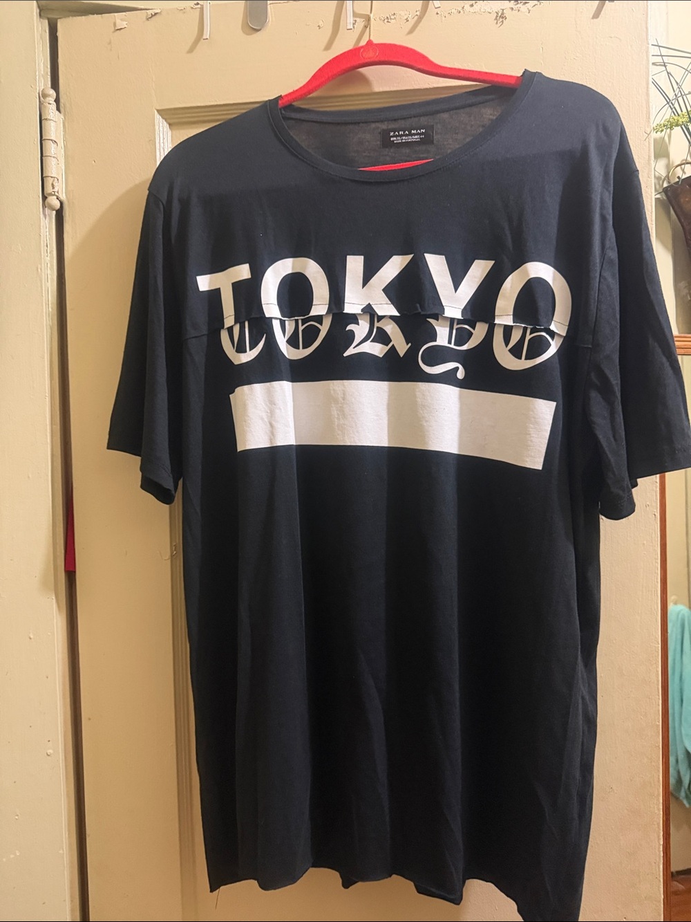 Zara Black Tee with White TOKYO Graphic